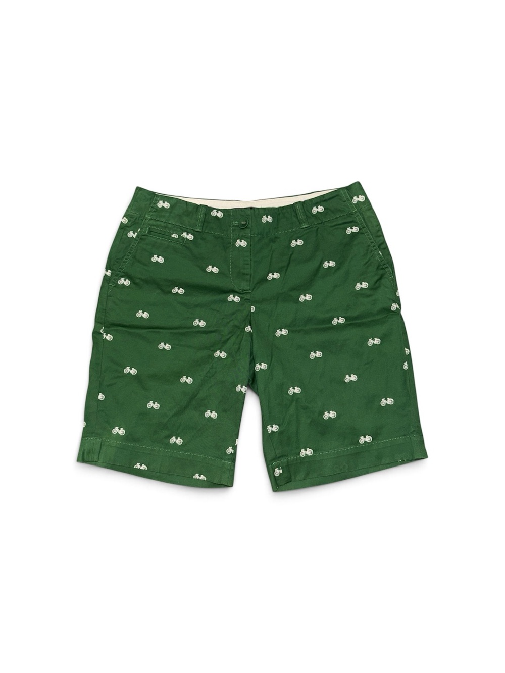 Women’s Talbots Petites Green Embroidered Bicycle Bermuda Shorts - 8P